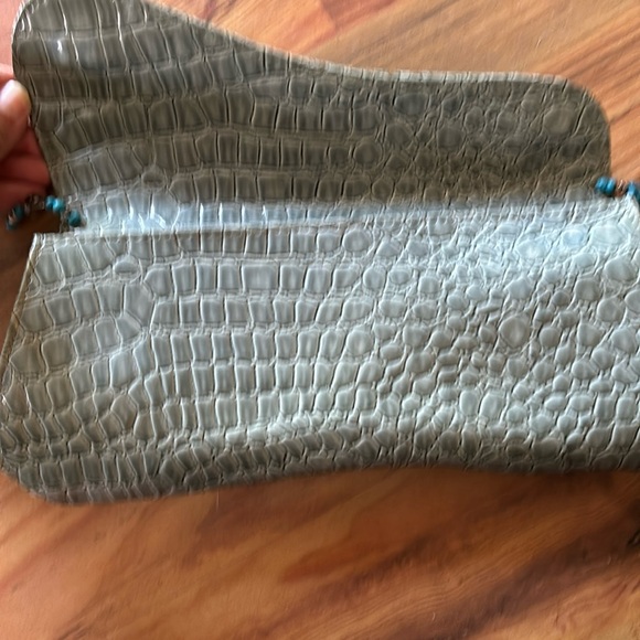 Crock Patent Leather Gem stone hand made clutch lined w/pocket - Picture 2 of 9